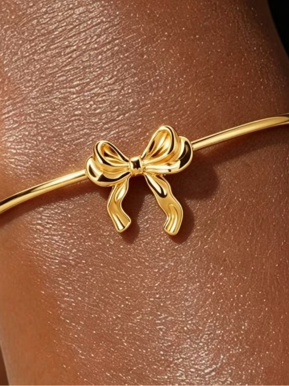 Gold Bow Bangle Bracelet - Women Jewelry - Picture 2 of 3